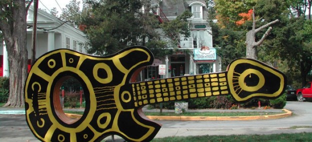 Experience Woodstock, NY: Guitar sculpture from 2002 competition and auction