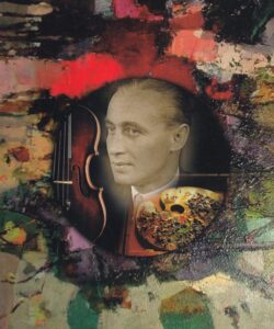 Detail from the cover of Still Life with Violin, a biography of Stefan Lokos